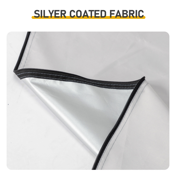 6.8X2.6FT 浅灰色 圆弧形 储物棚 单拉链门 内部配收纳袋 黑色玻纤杆框架 210DPU银胶牛津布 自行车储物棚 配拎包-12