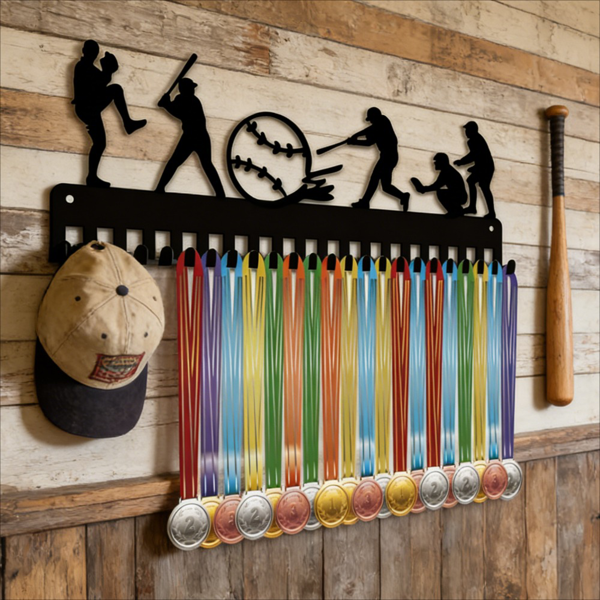 CIFbuy棒球勋章悬挂展示架20挂钩金属墙面奖牌收纳黑色节日礼物(TikTok、temu下自提)-5