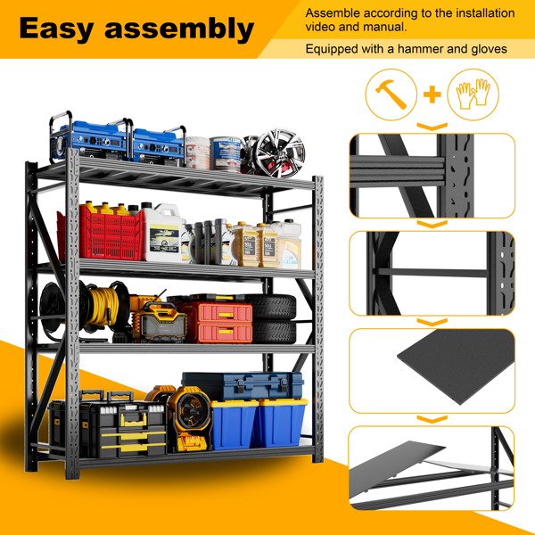 Temu 仅支持自提 重型车库货架单元64.5"H"67"W 21.6"D，5层钢制可调节金属储物架，3000磅工业货架，用于车库组织、地下室、仓库、车间、工具架-7