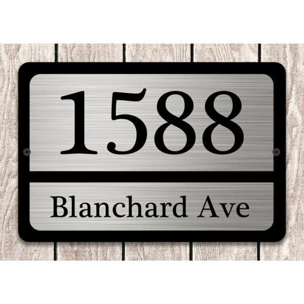 CIFbuy定制家居地址牌金属门牌12x8英寸拉丝银色设计(TikTok、temu下自提)-4