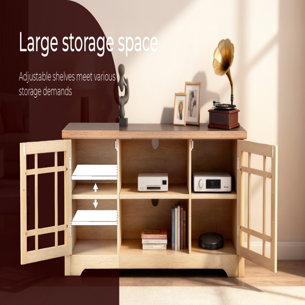 深棕色顶+原木色柜体 刨花板贴三胺 147*40*56cm 双玻璃门 电视柜-11