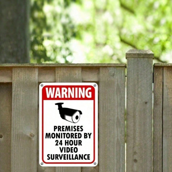 CIFbuy 安全警示标识 摄像头监控金属标识 用于家庭安全的室内室外 24 小时视频监控标识（TikTok、上门取件服务）-4