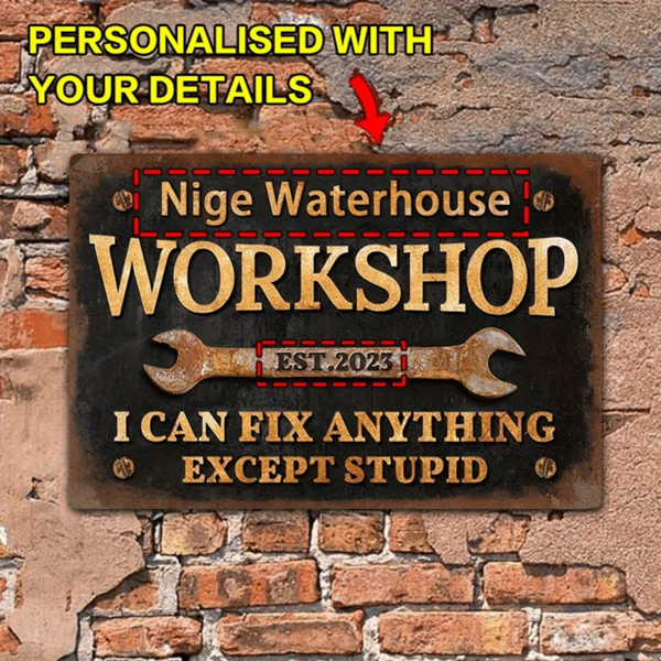 CIFbuy定制金属车间标志牌个性化文字与年份现代风格多用途墙饰免电源礼品(TikTok、temu下自提)-2