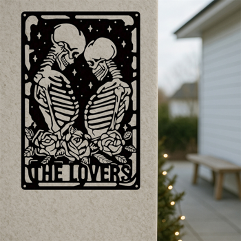 CIFbuy哥特情侣骷髅金属墙壁艺术 复古朋克装饰标识适用于客厅卧室露台 TikTok、temu下自提