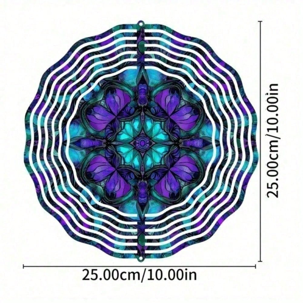 CIFbuy缤纷10英寸蓝紫色金属曼陀罗风动装饰 户外庭院墙面艺术禅意风铃(TikTok、temu下自提)-7