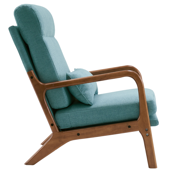 全拆 实木扶手 高背 靠背铁架麻布 青色 室内休闲椅-5