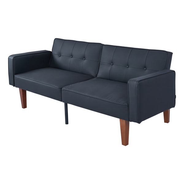 现代 PU 皮革沙发｜可调节倾斜靠背簇绒沙发｜木脚+金属支撑脚客厅休闲沙发-1