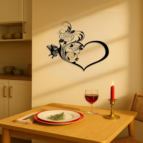 CIFbuy复古玫瑰蝴蝶心形铁艺墙饰 客厅卧室装饰品（TikTok、temu下自提）-7