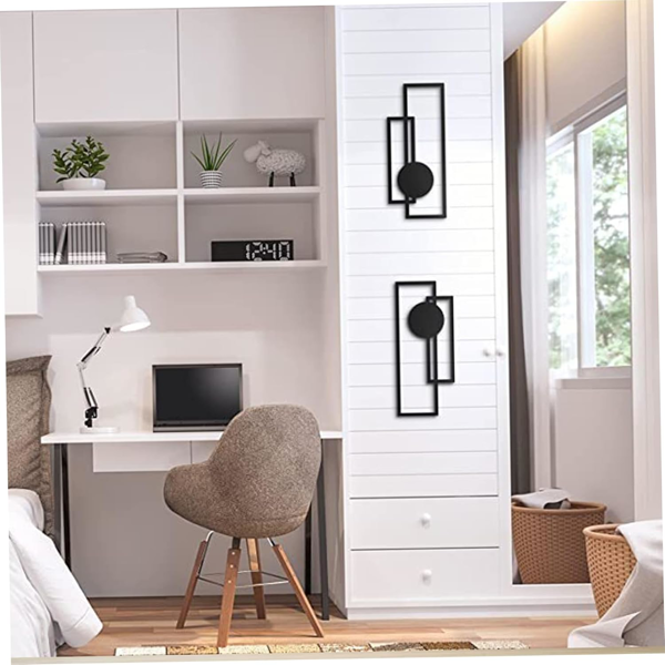 中文标题：CIFbuy抽象线条铁墙艺术套件 现代简约黑白装饰适用于客厅卧室办公室万圣节礼物（TikTok、temu下自提）-8