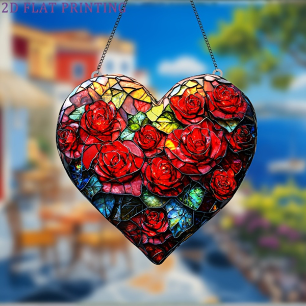 CIFbuy亚克力玫瑰心形阳光捕捉器窗挂花园装饰 TikTok、temu下自提-5