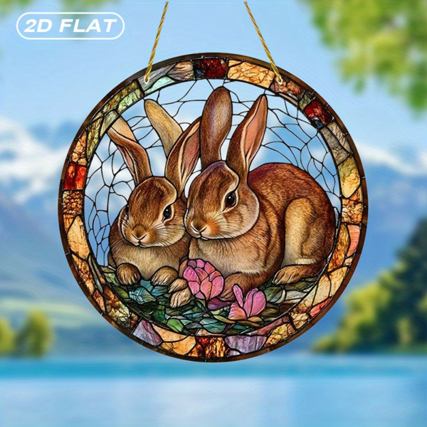 CIFbuy亚克力彩色花卉兔子窗饰 室外花园庭院装饰(TikTok、temu下自提)-1