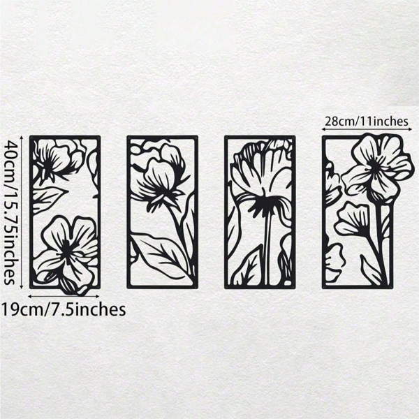 CIFbuy四件哥特花卉金属墙艺 复古藤蔓植物装饰家居雕塑 圣诞万圣节礼物(TikTok、temu下自提)-3