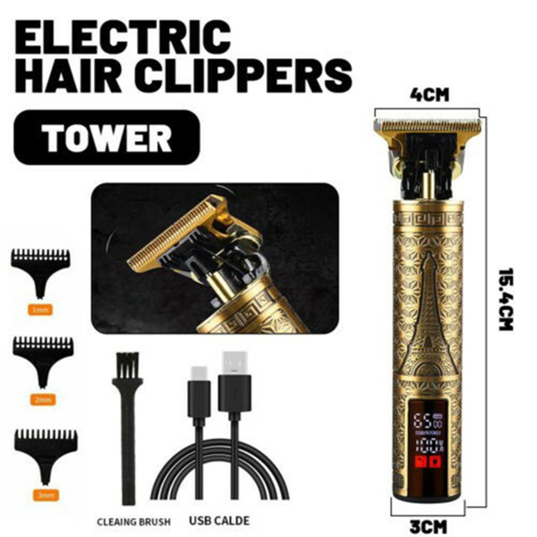 LCD液晶显示屏专业理发机胡子修剪机男士理发无绳理发师剃须机铁塔图案款(物流仅支持发USPS，TK/TEMU仅自提)-8