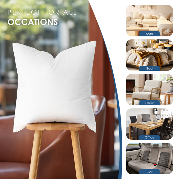 您家居装饰的空白画布。这套两只装白色抱枕芯（18x18英寸），品质上乘，形状规整。为您心爱的枕套提供完美内衬，或直接用于需要简约白色的角落。轻松适配沙发、床铺或飘窗。-6