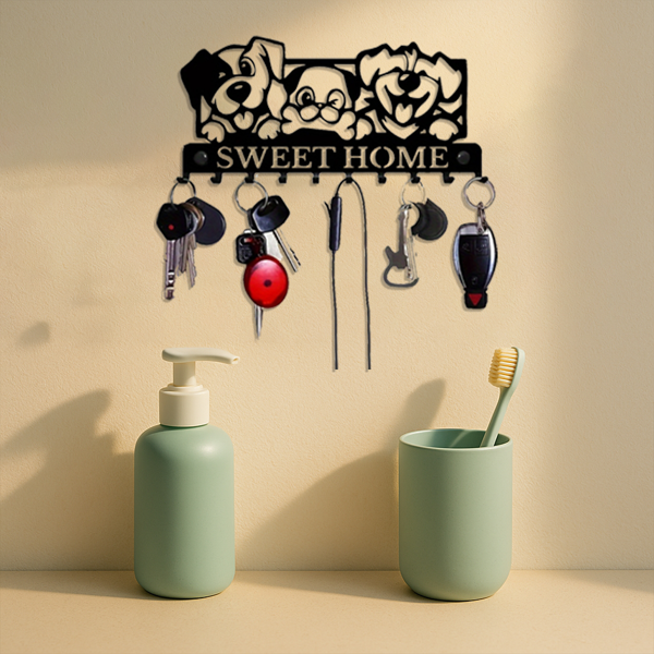 CIFbuy哥特风墙面挂钩套装 复古工业风格壁挂收纳架 厨房浴室玄关卧室多用挂衣钩(TikTok、temu下自提)-5