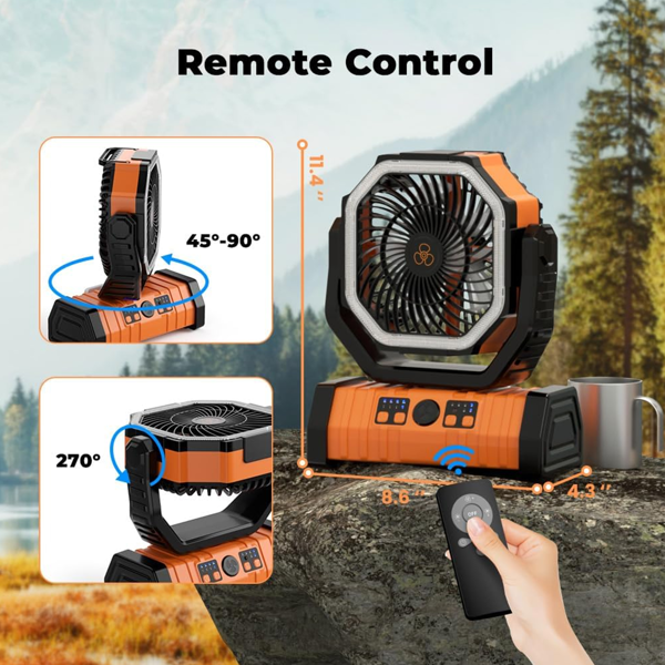 电池便携式露营风扇 20000mAh可充电移动电源 支持270°旋转-8