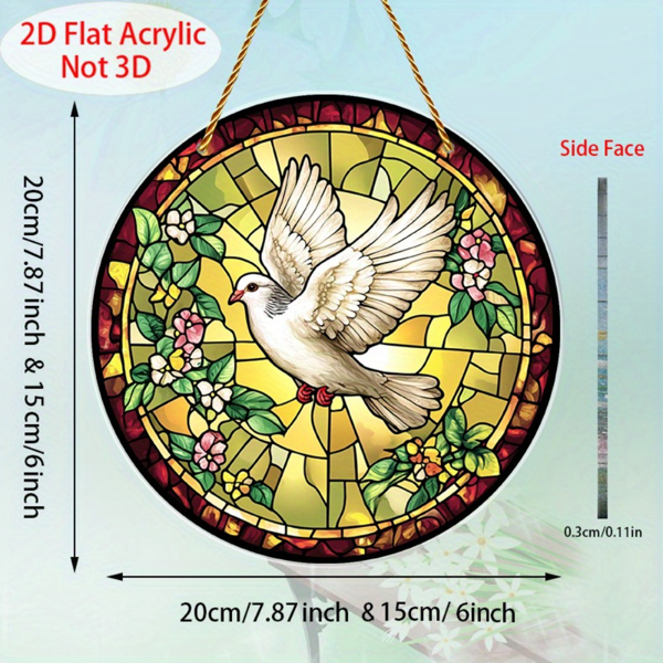 CIFbuy 亚克力彩色花窗圣灵鸽挂饰 窗户庭院装饰节日礼物（TikTok、temu下自提）-2