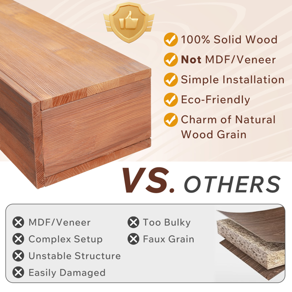 新款室内家居48英寸壁炉架实木置物架-棕色，可自提-4