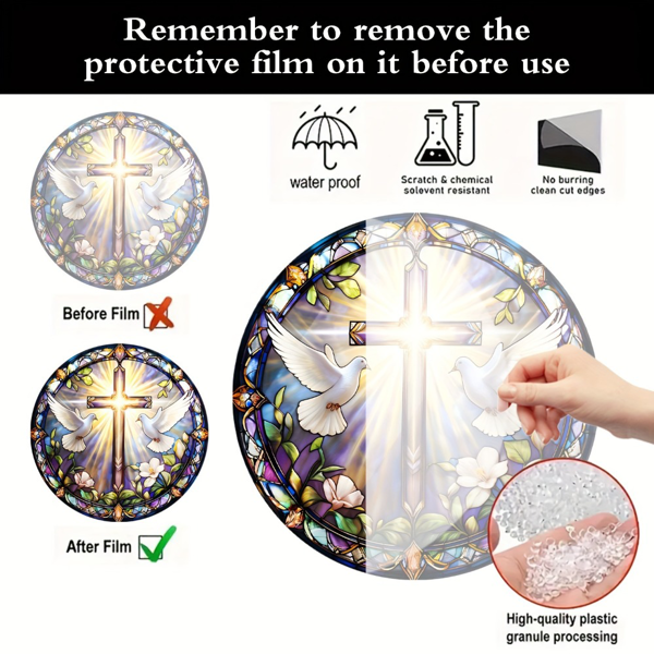 CIFbuy 彩色亚克力捕捉光影窗户装饰 精美十字挂件家居玄关节日礼物（TikTok、temu下自提）-3