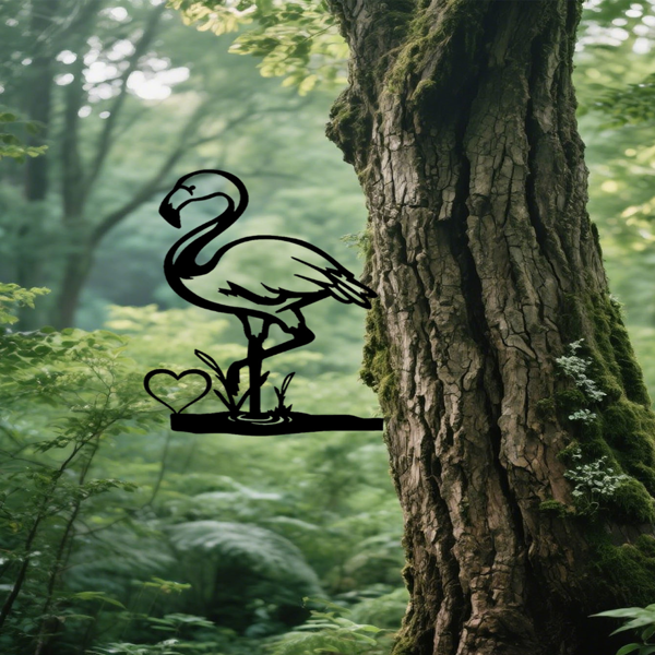 CIFbuy复古火烈鸟墙面艺术装饰铁制户外庭院花园挂饰(TikTok、temu下自提)-1