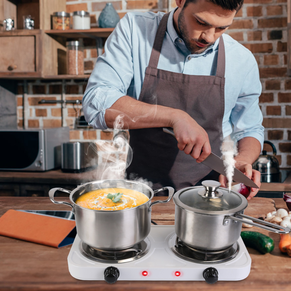 （自提可发加拿大，temu&tk下自提单）双燃烧器支持同时烹饪，双头电灶，2000 瓦速热 5 档调温，不锈钢机身便携款，适用家用、宿舍、房车场景，宿舍/公寓/房车/露营-11