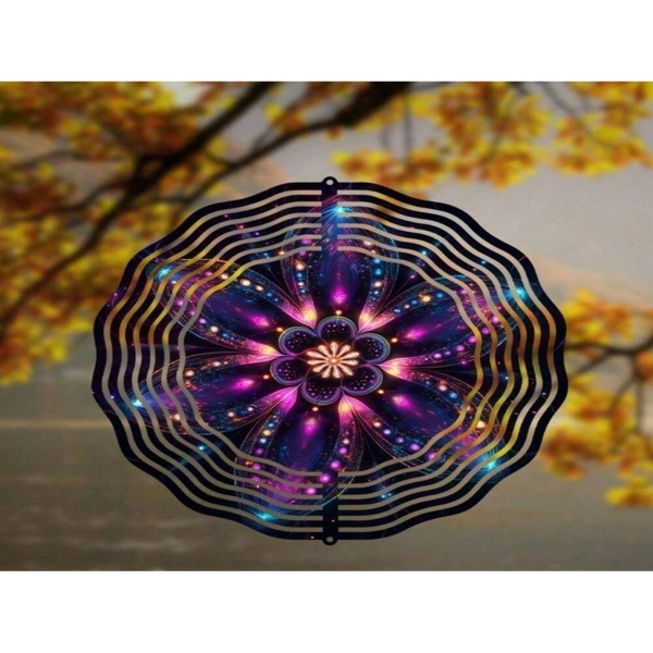 CIFbuy太阳能10英寸曼陀罗风铃带LED灯旋转挂钩户外花园庭院装饰（TikTok、temu下自提）-4