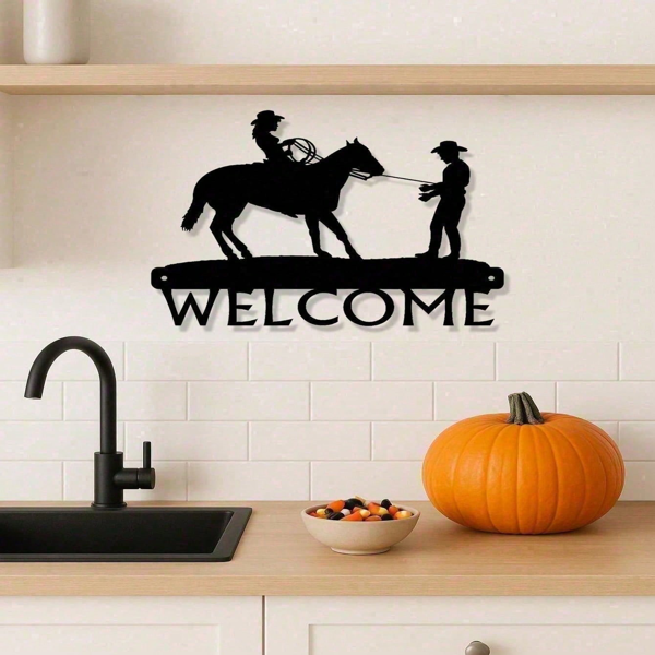 CIFbuy西部乡村风仿旧牛仔刺绣欢迎挂饰墙面装饰 (TikTok、temu下自提)-4