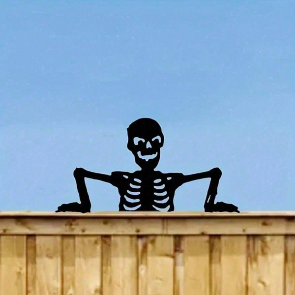 CIFbuy哥特铁制骷髅剪影墙饰 室内外万圣节庭院花园家居装饰（TikTok、temu下自提）-3