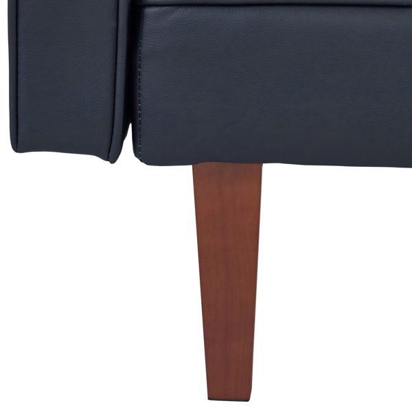 现代 PU 皮革沙发｜可调节倾斜靠背簇绒沙发｜木脚+金属支撑脚客厅休闲沙发-12