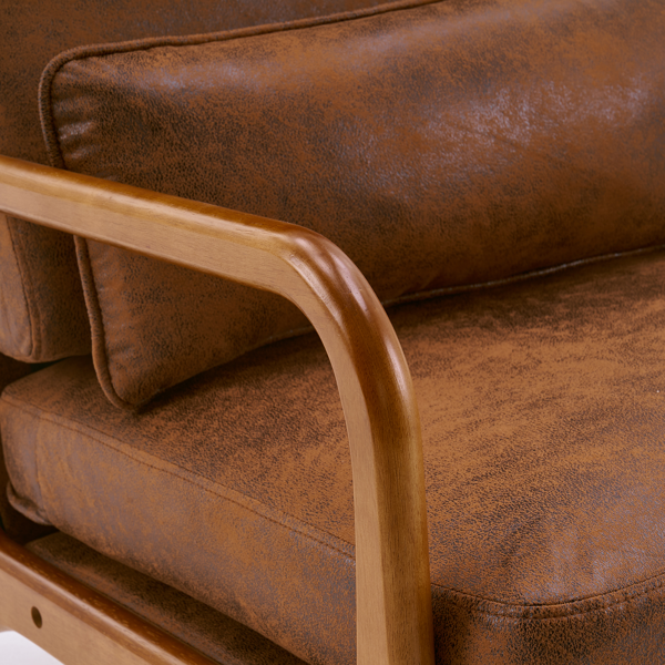 全拆 实木扶手 高背 靠背 铁架 烫金布 橙色 室内休闲椅-29