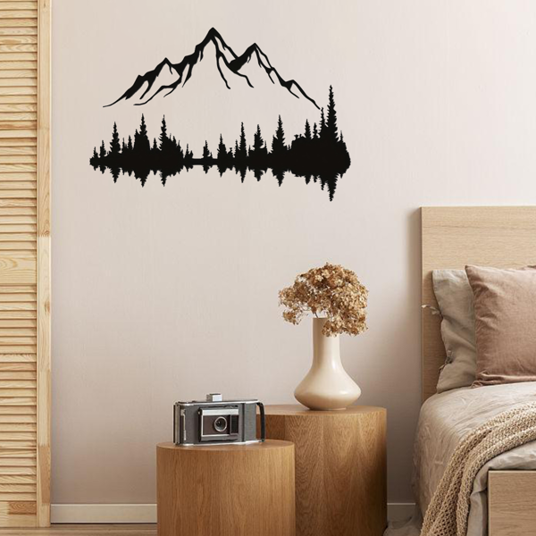 CIFbuy大号黑色铁制山树浮雕壁画两件套 客厅卧室墙面装饰品（TikTok、temu下自提）-5