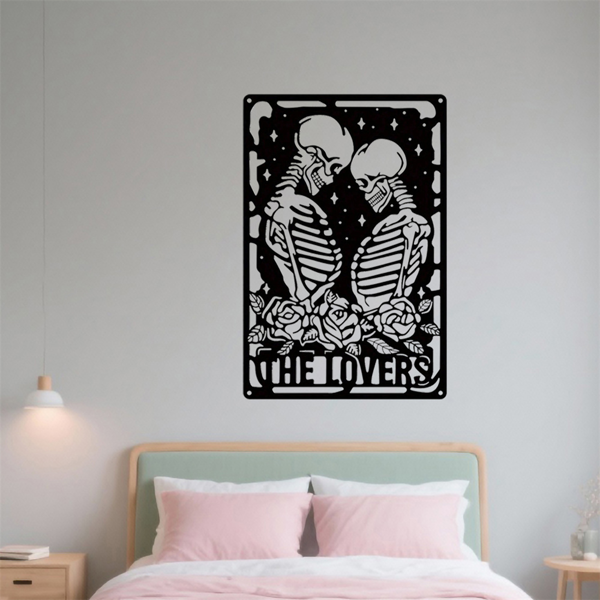 CIFbuy哥特情侣骷髅金属墙壁艺术 复古朋克装饰标识适用于客厅卧室露台 TikTok、temu下自提-5