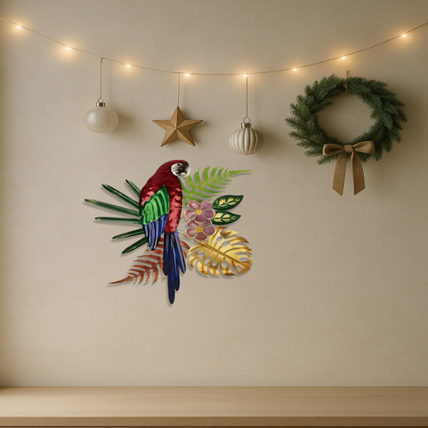 CIFbuy复古彩色鹦鹉墙面装饰艺术花卉波西米亚热带鸟类挂件厨房客厅家居装饰（TikTok、temu下自提）-8