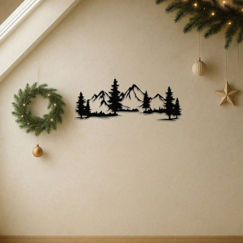 CIFbuy复古山脉森林金属壁画 乡村自然装饰画 客厅卧室节日礼物(TikTok、temu下自提)