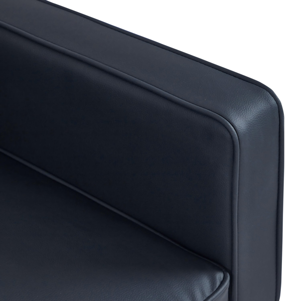 现代 PU 皮革沙发｜可调节倾斜靠背簇绒沙发｜木脚+金属支撑脚客厅休闲沙发-11