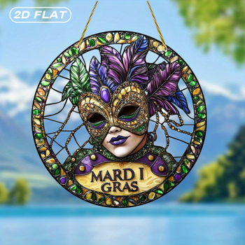 CIFbuy光感亚克力马蒂格拉斯面具窗饰 室内花园庭院派对装饰收藏品(TikTok、temu下自提)