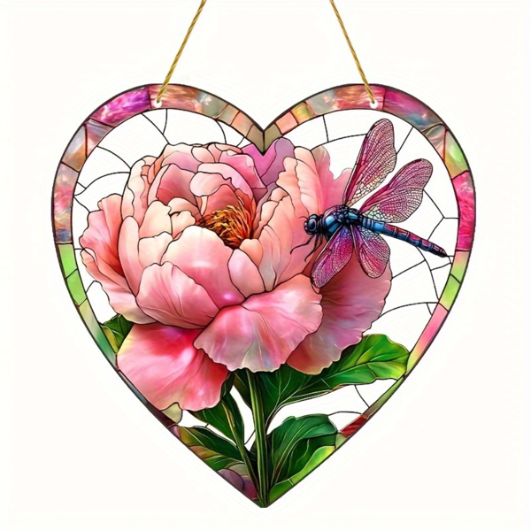 CIFbuy美丽花朵与蜻蜓光捕手花园装饰亚克力窗户挂件节日礼物（TikTok、temu下自提）-8