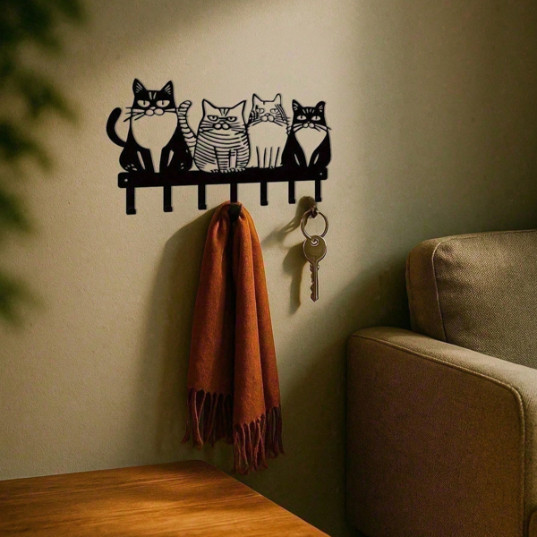 CIFbuy复古猫咪金属挂钩 玄关钥匙毛巾架 萌宠农场家居装饰 (TikTok、temu下自提)-2
