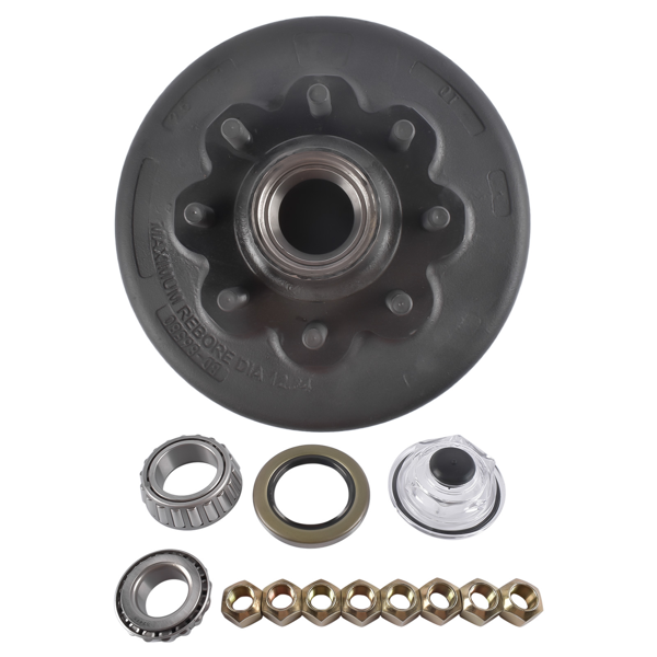 刹车鼓 Hub Brake Drum with Bearings 12.25 x 2.5 5/8" Stud 7200 7500 Horse Trailer RV 8-393-7