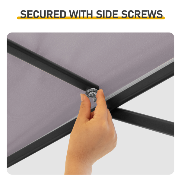 3.3X12.5FT 深灰色 双顶 折叠框架 烧烤棚 涤纶布 黑色喷塑框架 带两侧可调遮阳板 两边带网格托盘 配拎包-16