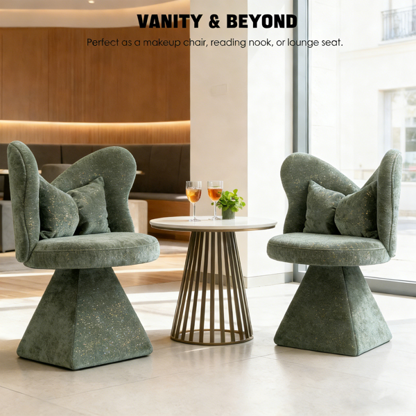 蝴蝶背梳妆椅，旋转休闲椅，餐椅，卧室梳妆台化妆凳，适用于客厅、餐厅、书房、休闲区，绿色-18