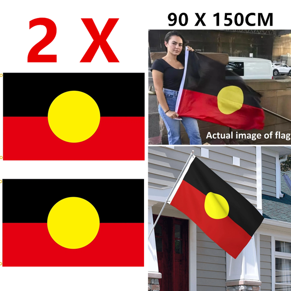 2件 原住民旗帜 150x90 厘米 铜质扣环 澳大利亚原住民户外旗帜-7