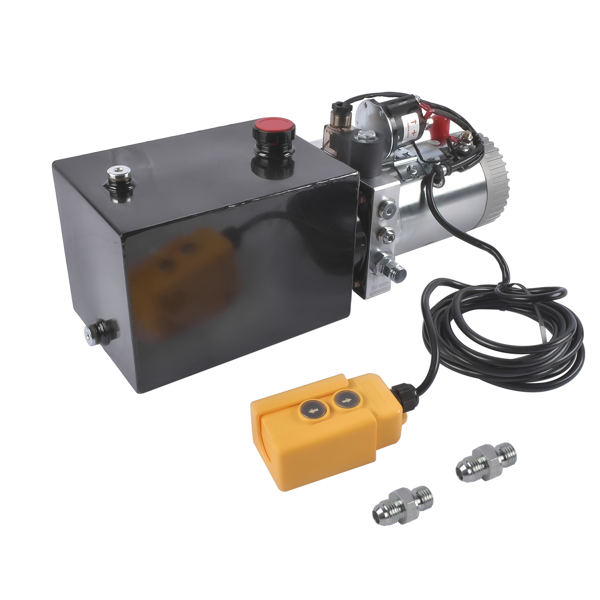 液压泵 Hydraulic Power Unit 6 Quart Single Acting Dump Trailer Hydraulic Pump 3200PSI 2.0 GPM 12V DC 1.6KW SAE #6 Port-5