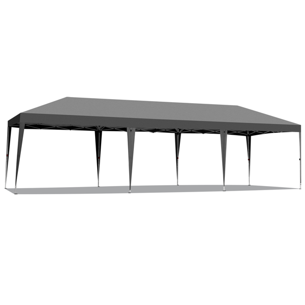 10*30ft 深灰色 8片面-2个门 折叠棚 牛津布 白色喷塑框架-2