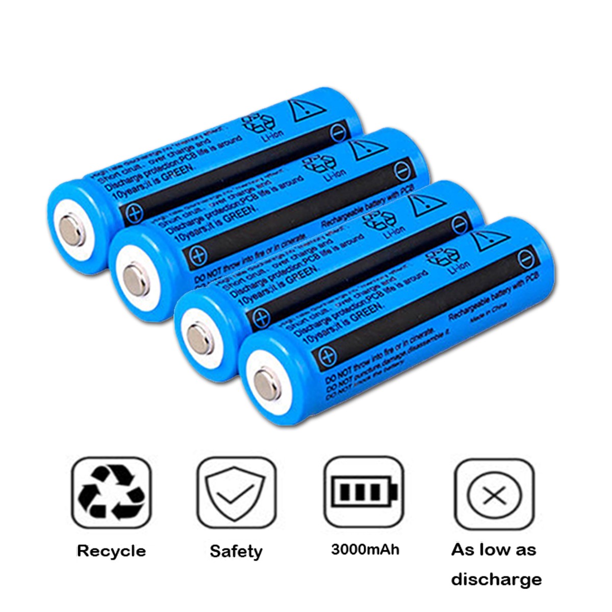 4 piles rechargeables 18650 avec double chargeur pour lampes_voghion.com
