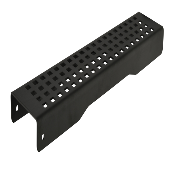 12英寸线性淋浴地漏，带可拆卸方格纹格栅，304不锈钢材质，配毛发过滤网与调平脚，哑光黑色-7