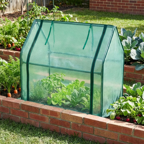 36*18*33in PE布花房 绿色PE布 墨绿色铁管 尖顶 带PE地垫 带拉链卷门-7