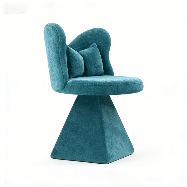 蝴蝶背梳妆椅，旋转休闲椅，餐椅，卧室梳妆台化妆凳，适用于客厅、餐厅、书房、休闲区，蓝色-4