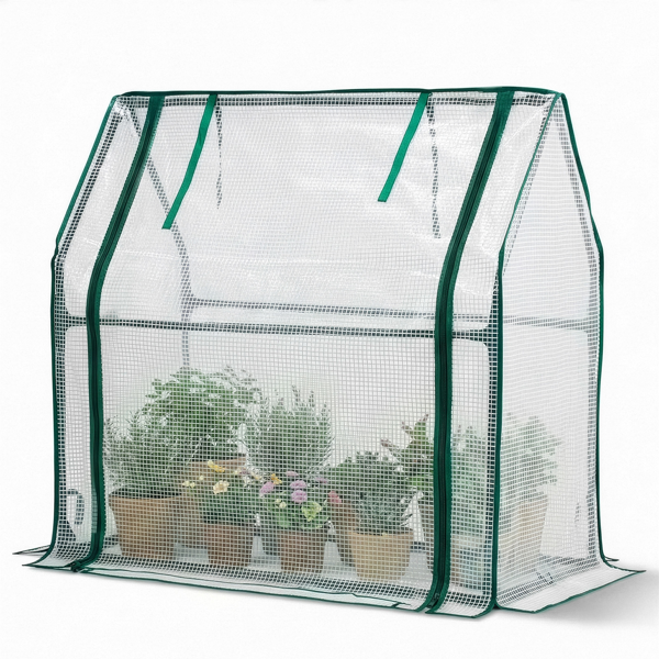 36*18*33in PE布花房 白色PE布 墨绿色铁管 尖顶 带PE地垫 带拉链卷门-18