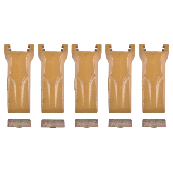 斗齿 5Pk Bucket Teeth with Flex Pins Yellow V17SYL V17PN Fit for Backhoe Loader Excavator-1
